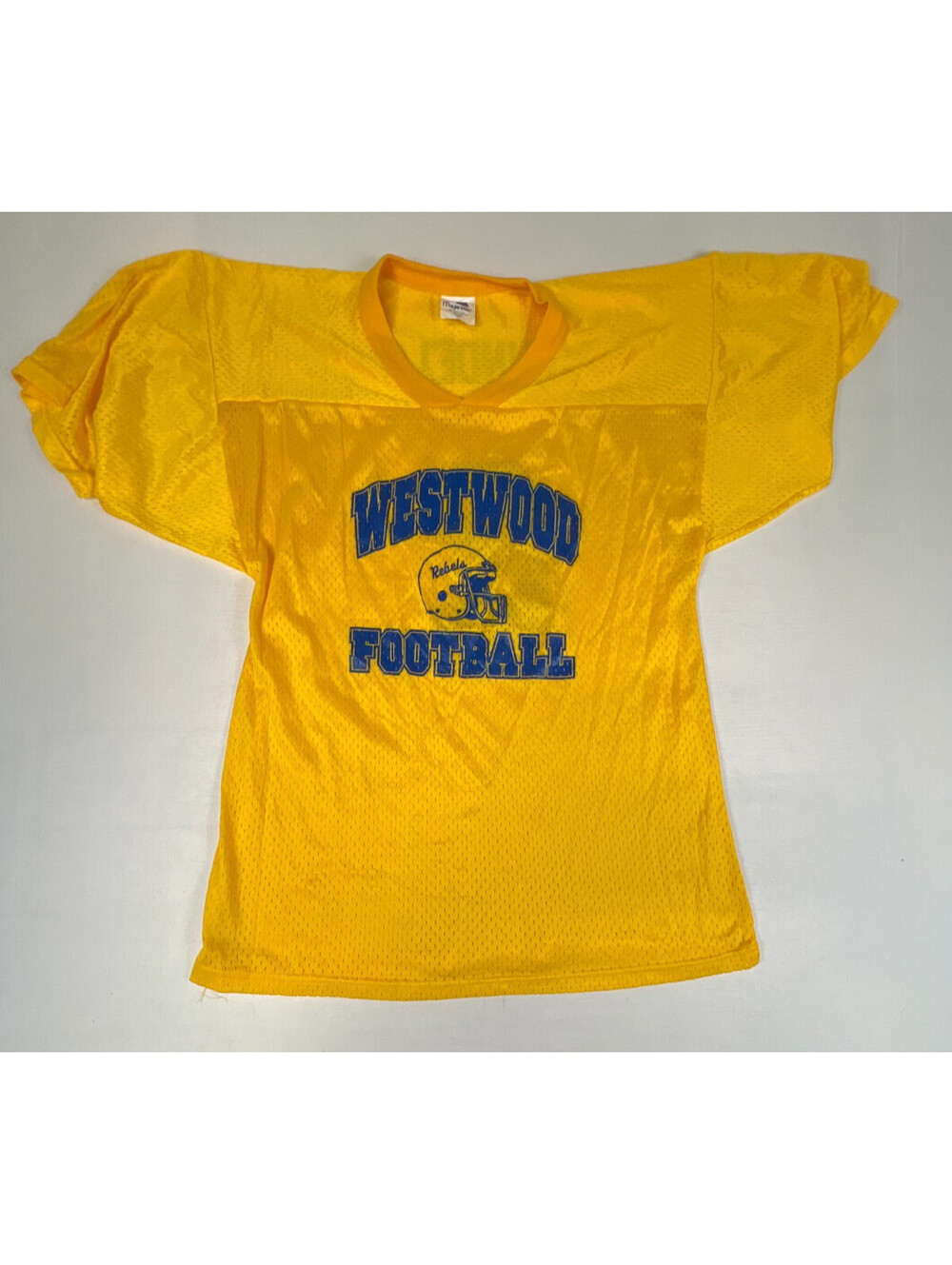 Vintage Majestic Westwood Rebels Football Jersey Men's M Yellow Blue #2 Blundell